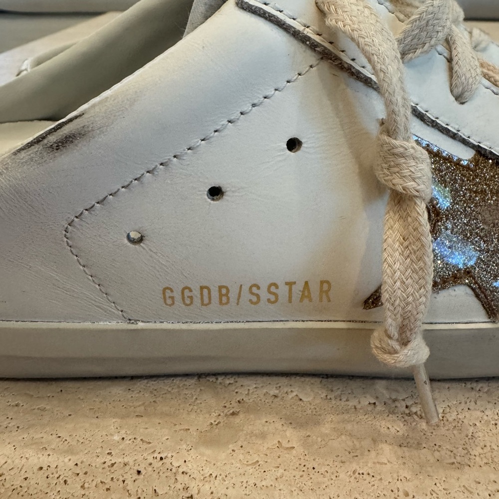 Golden Goose White and Gold Sneakers - Picture 6 of 7